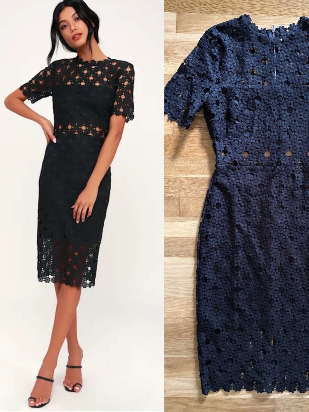 Lulu’s Heartfelt Black Lace Bodycon Midi Dress